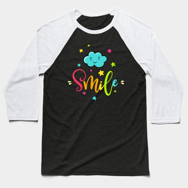 Smile Baseball T-Shirt by ByVili